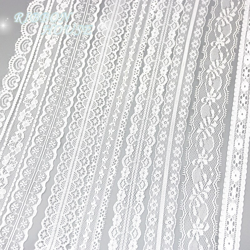 (5 yards/roll) white Lace fabric Webbing Decoration Lovely gift packing polyester Material