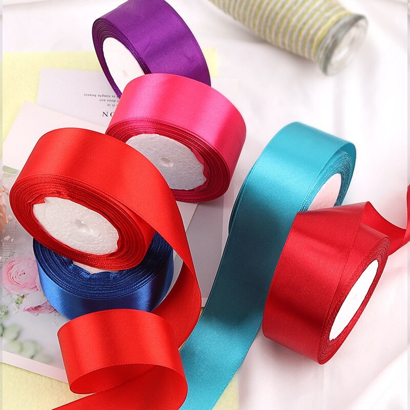 25 Yards/Roll 40mm Silk Satin Ribbon for Wedding Birthday Party Gift Wrapping Christmas Halloween Festival Decoration DIY Crafts
