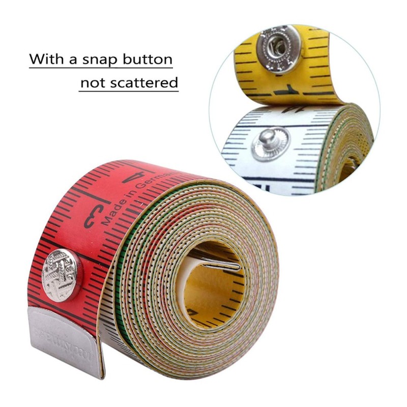 150cm Germany Quality Soft Tape Measure Tailor's Tape with Snap Fasteners Body Measuring Ruler Needlework Sewing Tool