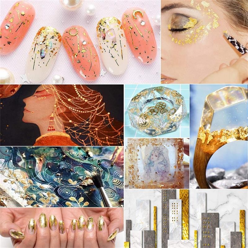 2g Imitation Gold Sliver Copper Foil Sequins Glitters Craft Leaf Flake Sheets Bulk Foil Paper For Gilding DIY Nail Art Decor