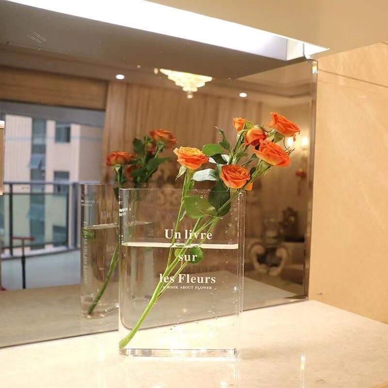 Book Vase For Flowers Acrylic Bottle Home Decoration Nordic Europe Modern Vases Simple Living Room Home Decoration Desktop Ornam