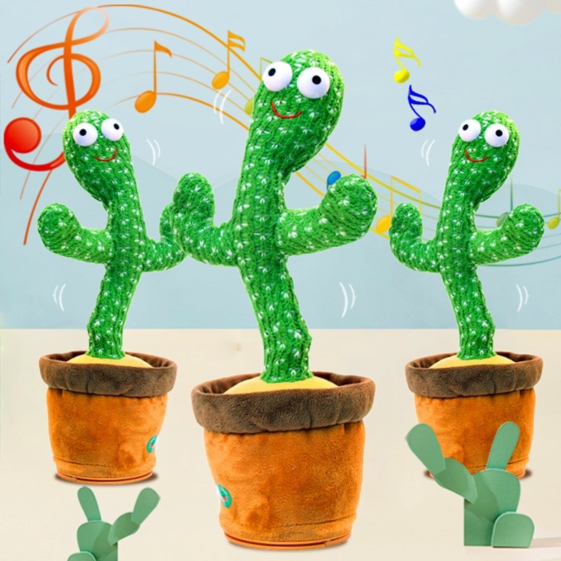 Dancing Cactus Repeat Talking Toy Song Speaker Wriggle Dancing Sing Toy Talk Plushie Stuffed Toys for Baby Adult Toys