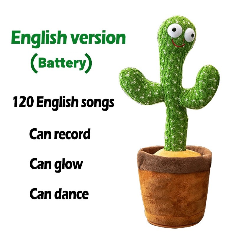 Dancing Cactus Repeat Talking Toy Song Speaker Wriggle Dancing Sing Toy Talk Plushie Stuffed Toys for Baby Adult Toys