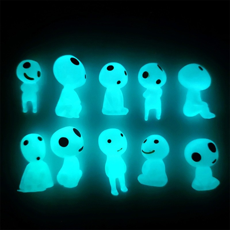 10Pcs Blue Luminous Tree Spirits Micro Landscape Figure Ornament Outdoor Glowing Miniature Statue Potted Mini Garden Accessories