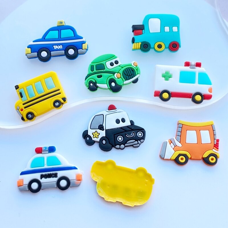 10pcs New Cute Traffic Vehicle PVC Flexible Glue FlatBack DIY Scrapbook Embellishment Phone Craft Decoration
