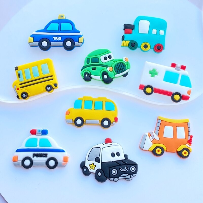 10pcs New Cute Traffic Vehicle PVC Flexible Glue FlatBack DIY Scrapbook Embellishment Phone Craft Decoration