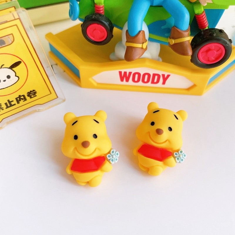 10 Pcs New Disney Cute Cartoon Winnie Bear Series Resin Cabochon Scrapbooking DIY Jewelry Hairpin Craft Decoration Accessories
