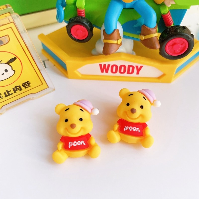 10 Pcs New Disney Cute Cartoon Winnie Bear Series Resin Cabochon Scrapbooking DIY Jewelry Hairpin Craft Decoration Accessories