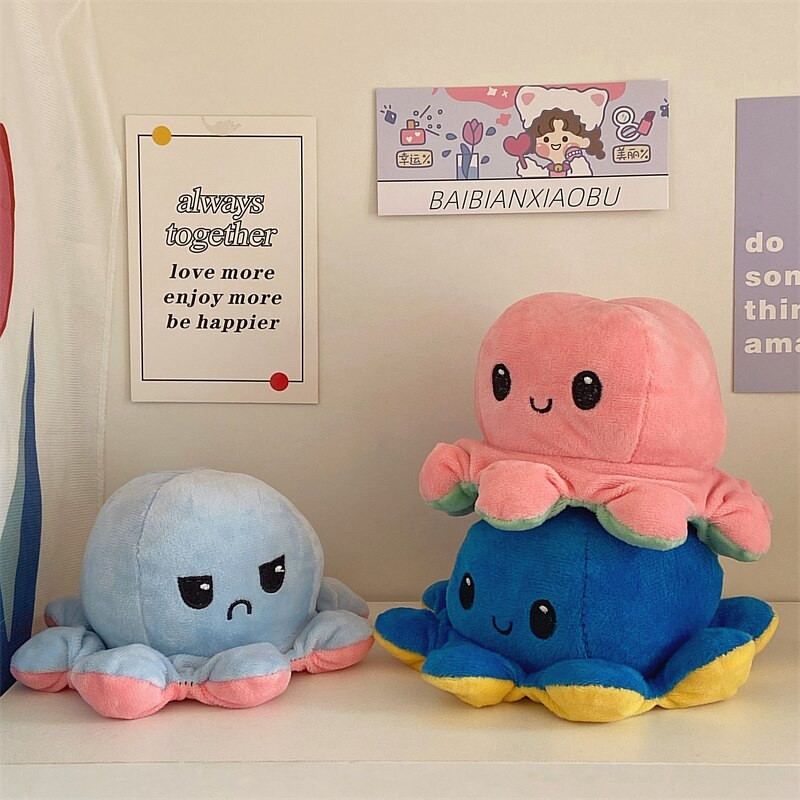 Dimple-Figet two-side Recommend Mood Toy- kuscheltier Octopus pulpo High-Quality knuffels happy-sad New toys- angry Plush