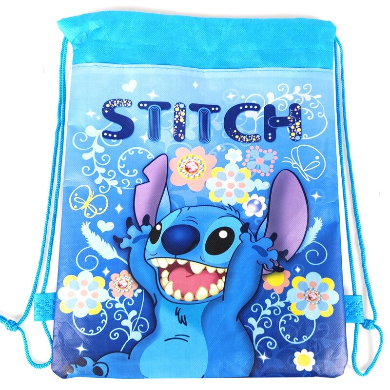 Disney Lilo &amp; Stitch Theme Candy Bag Birthday Party Gifts Non-Woven Drawstring Bags Kids Boy Favor Swimming School Backpacks