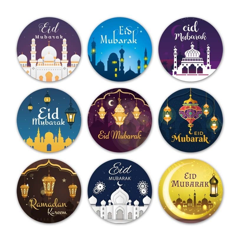 60/120pcs Ramadan EID Mubarak Decorations Paper Sticker Gift Lable Seal Sticker Islamic Muslim Eid al-fitr Decoration Supplies 