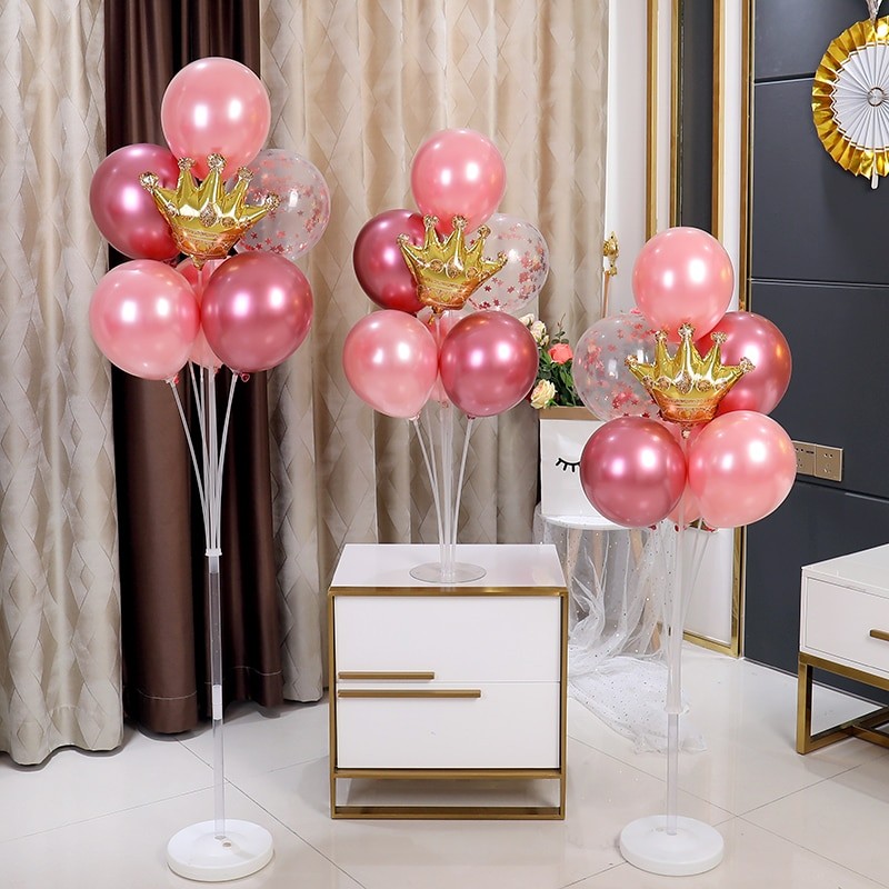 1set 7 Tubes Balloons Stand Happy Birthday Party Air Balls Stick Baby Shower Wedding Decor Arch Table Balloon Accessories Holder