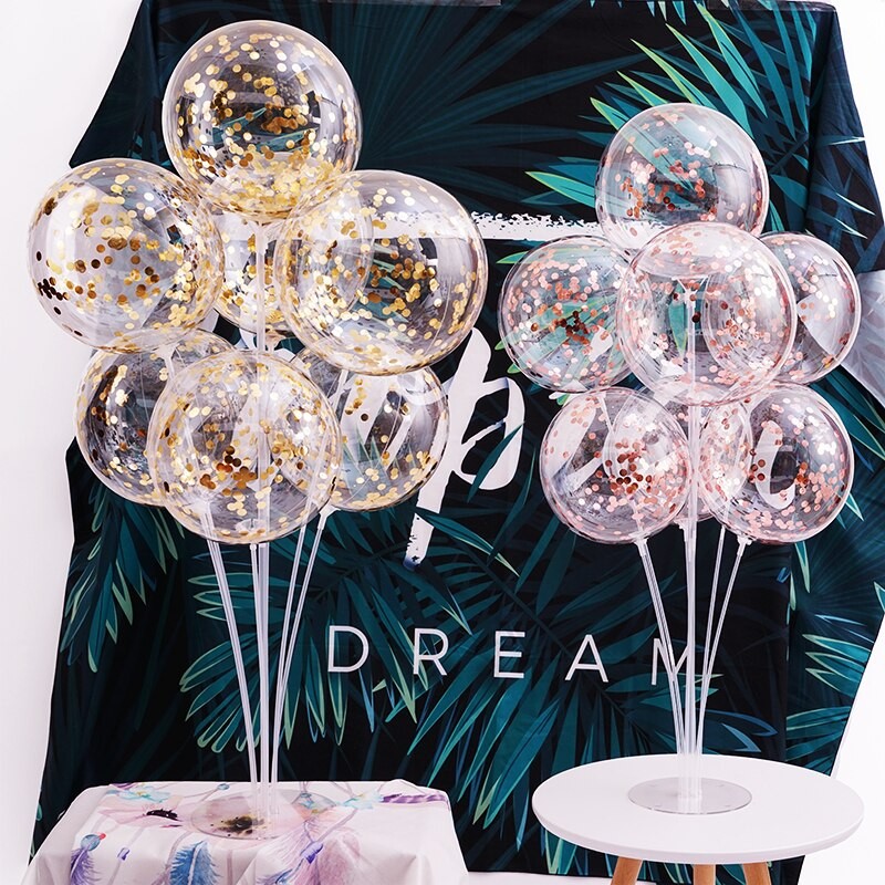 1set 7 Tubes Balloons Stand Happy Birthday Party Air Balls Stick Baby Shower Wedding Decor Arch Table Balloon Accessories Holder