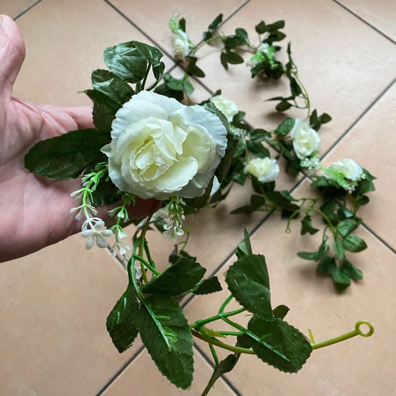 Artificial White Flower Fake Hanging Fake  Vine Plants Leaves Artificials Garland Flowers Wedding Decoration