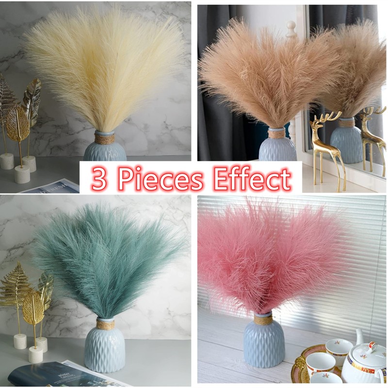 Artificial Pampas Grass 18in Short Fluffy Pampas Grass Branches for Flower Arrangement for Wedding Party Home Office Fall Decor