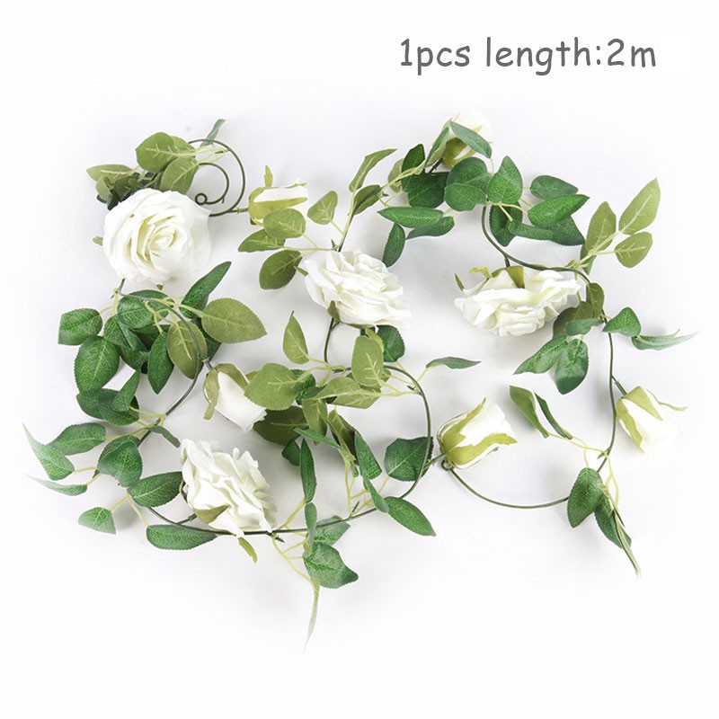 2m Artificial Flowers Rose Ivy Vine Wedding Decoration Real Touch Silk Flower String Home Hanging Garland Party Wedding Decor