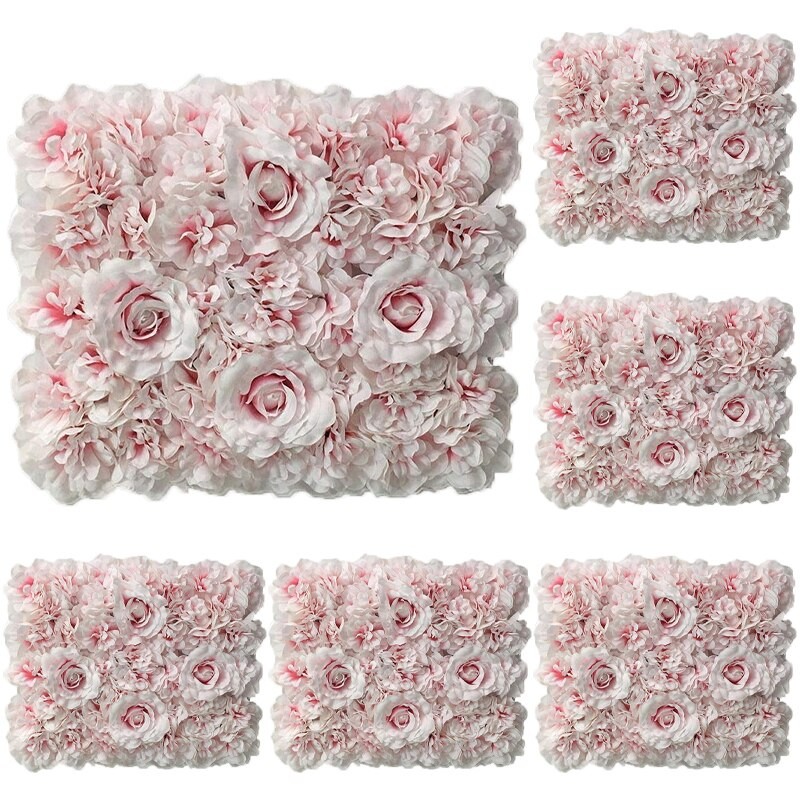 6pcs/lot Artificial Rose Flower Wall Panels with Rose for Baby Shower Background Home Party Activities or Wedding Decoration