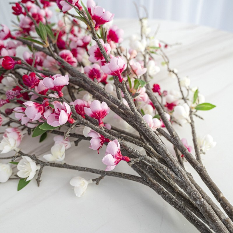 Simulation 5 Fork Peach Blossom Branches Home Decoration Flower Plastic Fake Flower Simulation Plum Garden Forest Greening