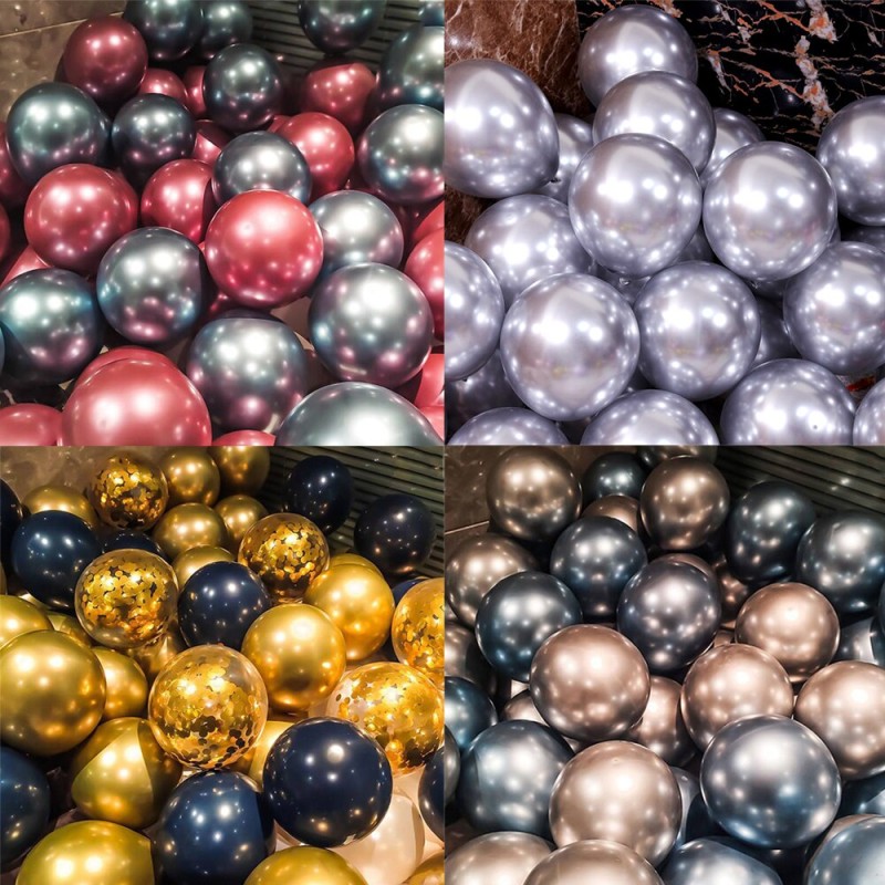 10/20/30/40 Pcs 10Inch Silver Golden Metal Latex Confetti Balloon Wedding Birthday Party Decorations
