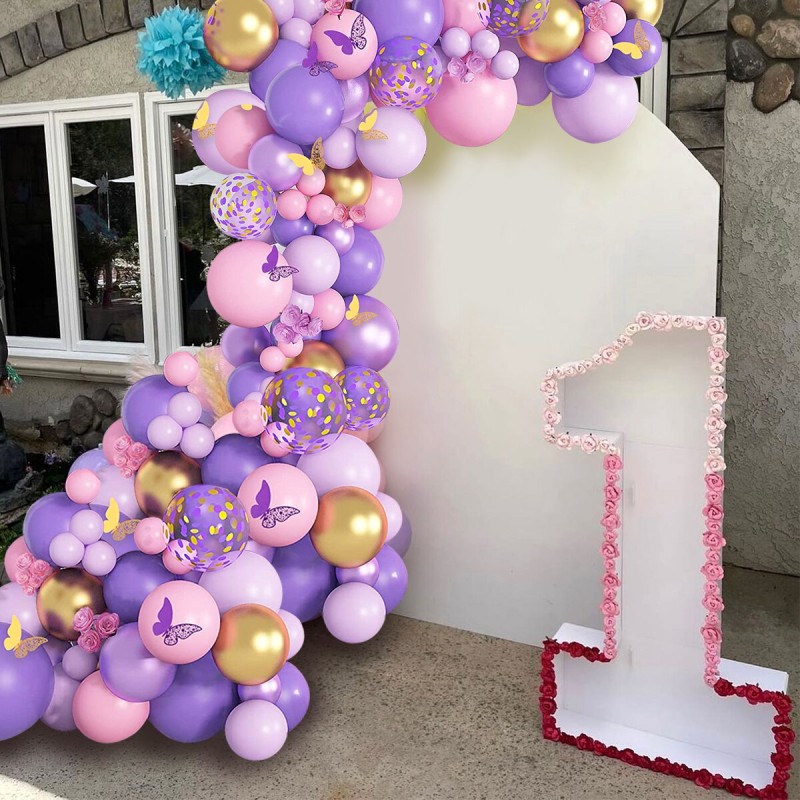 Butterfly Balloon Garland Arch Kit Happy Birthday Party Decor Kids Baby Shower Latex Ballon Wedding Party Supplies