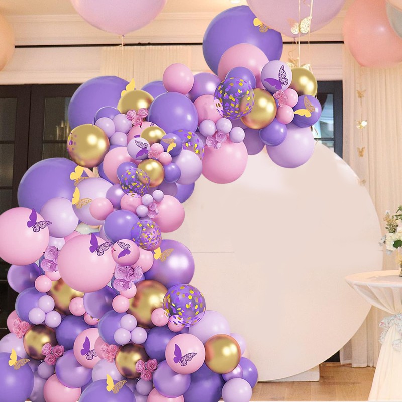 Butterfly Balloon Garland Arch Kit Happy Birthday Party Decor Kids Baby Shower Latex Ballon Wedding Party Supplies