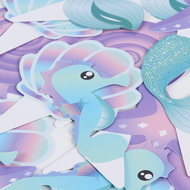 Little Mermaid Party Cake Stand and Cake Toppers Wrappers Set Happy Birthday Party Decorations Kids Under The Sea Party Supplies