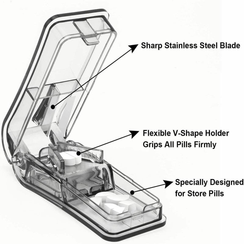 Pill Cutter Best Pill Cutter for Small Or Large Pills Design Cuts Vitamins Pill Splitter