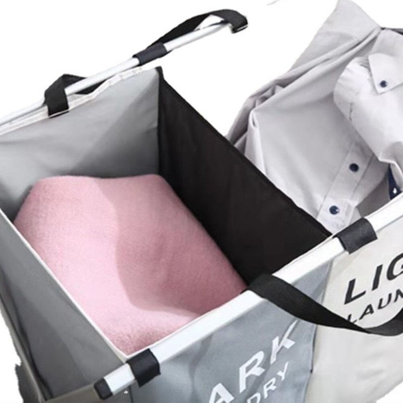 Foldable Dirty Laundry Basket Organizer Collapsible Folding Basket Three Grid Home Bathroom Clothes Washing Storage Bag