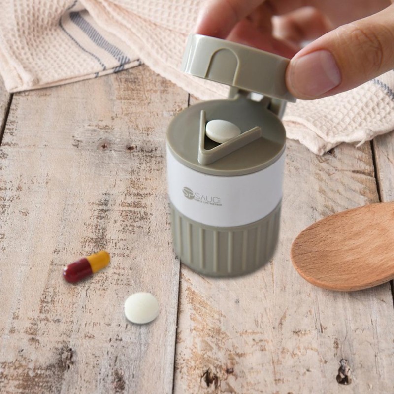 4 in 1Pill Crusher Pulverizer Tablet Cutter Pill Box Container Pill Breaker Slicer Chopper Divider Pill Crusher Cutter Splitter