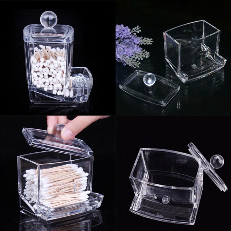Jewelry Organizer Case Acrylic Cotton Swab Storage Holder Box Portable Makeup Cotton Pad Cosmetic Heart-shaped Desktop Container