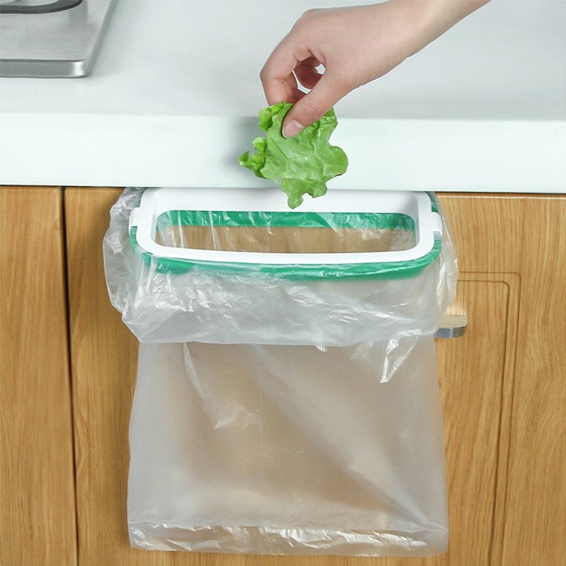 Hanging Trash Bag Rack Portable Kitchen Garbage Bag Plastic Rack Rubbish Bag Storage Holder Portable Cabinet Trash Rack Hook
