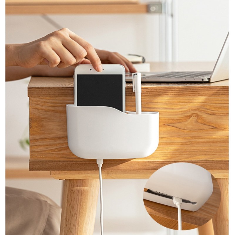 Wall Mounted Storage Rack Multi-function Organizer Remote Control Storage Box for TV Air Conditioner Phone Plug Hanging Holder