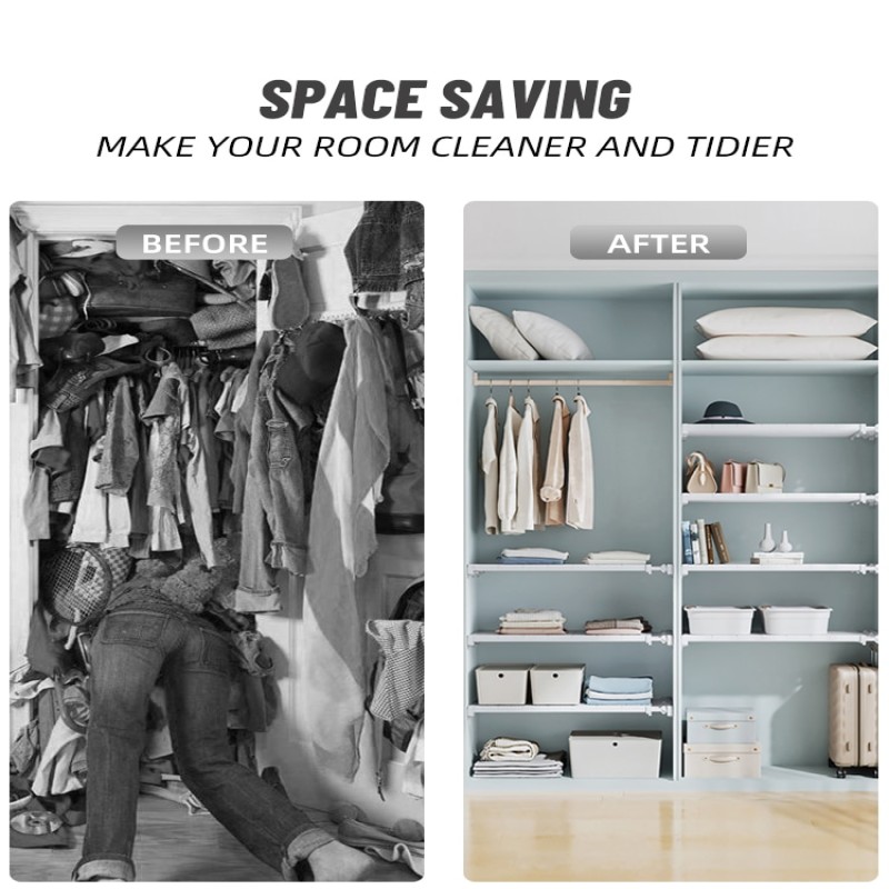 Joybos Shelves Closet Wardrobe Organizers Storage Shelves Racks Telescopic Shelves Wall Mounted Racks for Kitchen Accessories