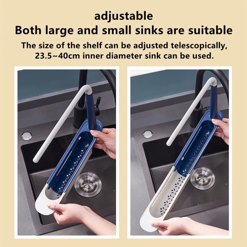 Updated Adjustable 2-in-1 Telescopic Sink Storage Rack Holder,Telescopic Sponge Holder Towel Rack for Kitchen Sink,Sink Storage