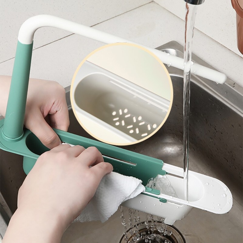 Telescopic Sink Shelf Sink Strainer Basket Soap Sponge Rag Storage Drain Rack Kitchen Organizer Holder Gadgets Accessories Tools