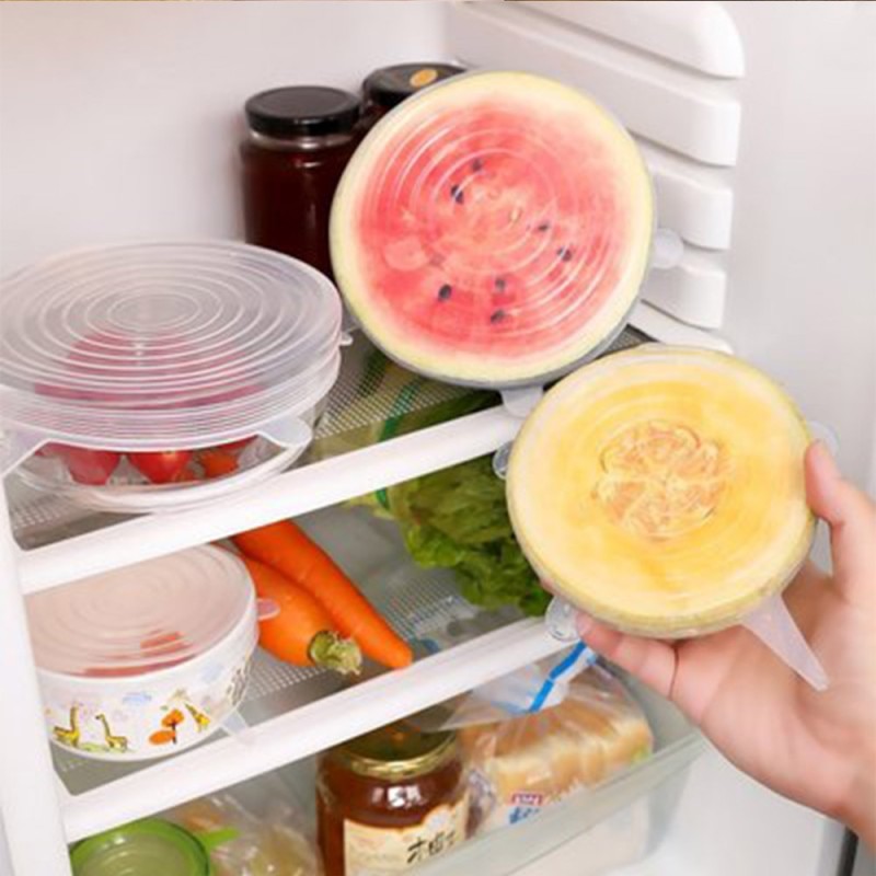 6 Pcs Silicone Cover
  Stretch Lids for Kitchen MicrowaveÃ‚Â Food CoversÃ‚Â Bowl Caps ElasticÃ‚Â Silicone Lid Cap Universal Adaptable