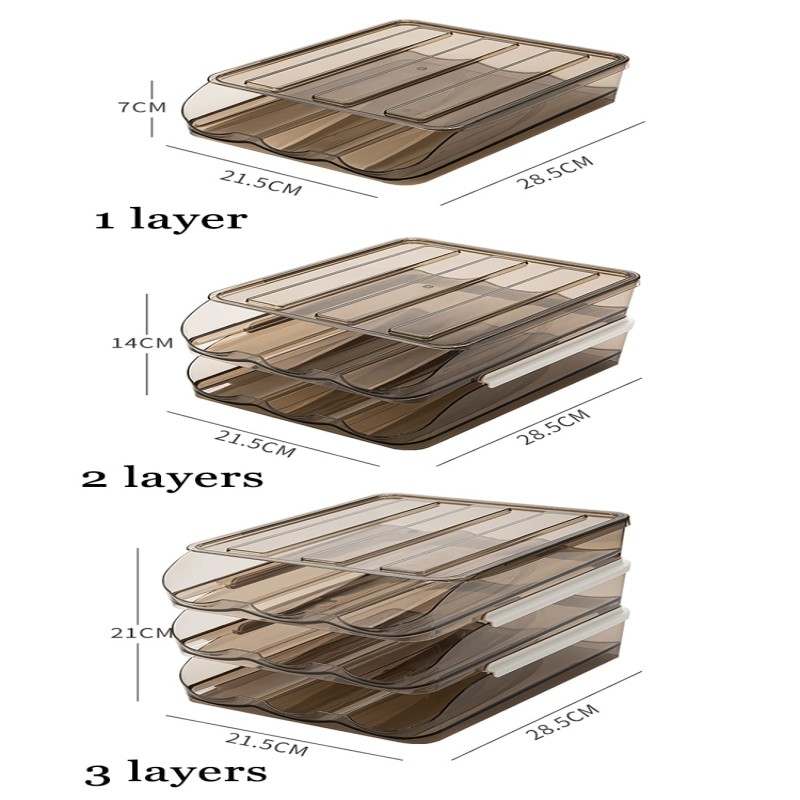 Auto Rolling Egg Storage Box Drawer Refrigerator Egg Box Saving Space Stackable Multi-Layer Egg Fresh Storage Box kitchen items