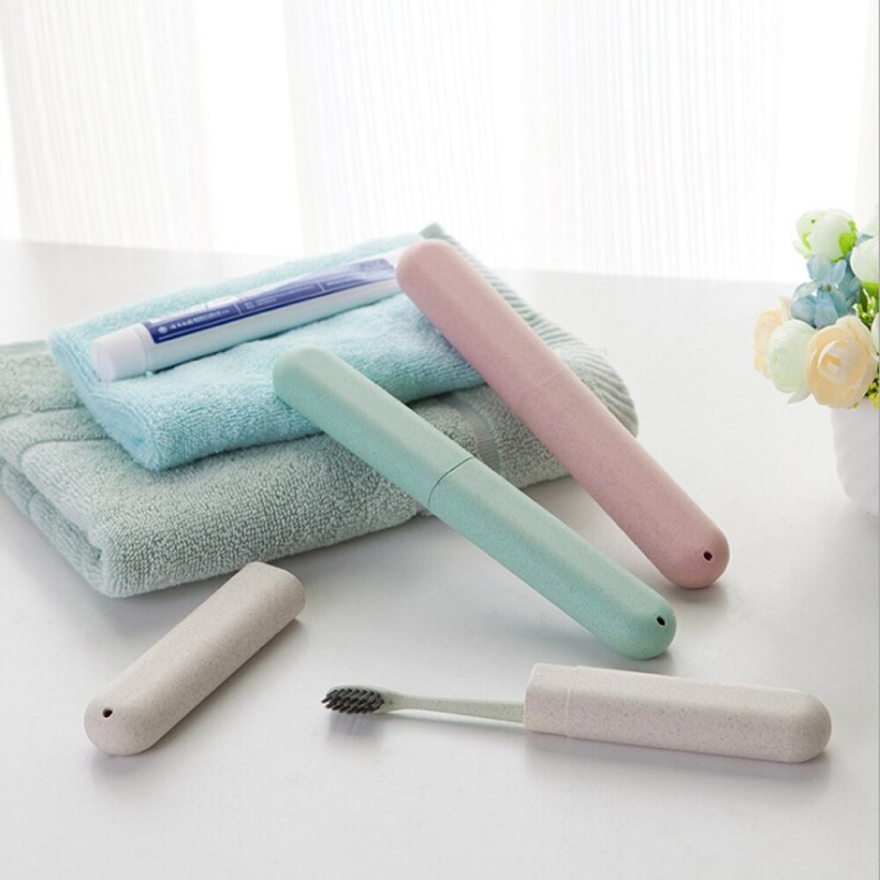 1pcs Portable Tooth Brushes Case Wheat Straw Portable Travel Toothbrush Chopsticks Pencil Box Tooth dust-proof Brushes Protector