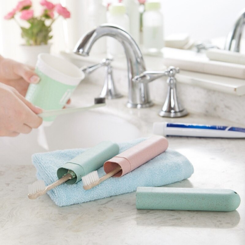 1pcs Portable Tooth Brushes Case Wheat Straw Portable Travel Toothbrush Chopsticks Pencil Box Tooth dust-proof Brushes Protector