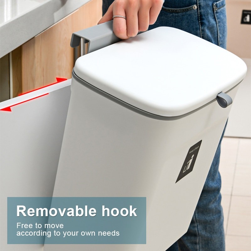 9L Trash Can For Kitchen Wall Mounted With Lid Bucket Garbage Recycle Rubbish Bin For Kitchen Dustbin Bathroom Waste Bin