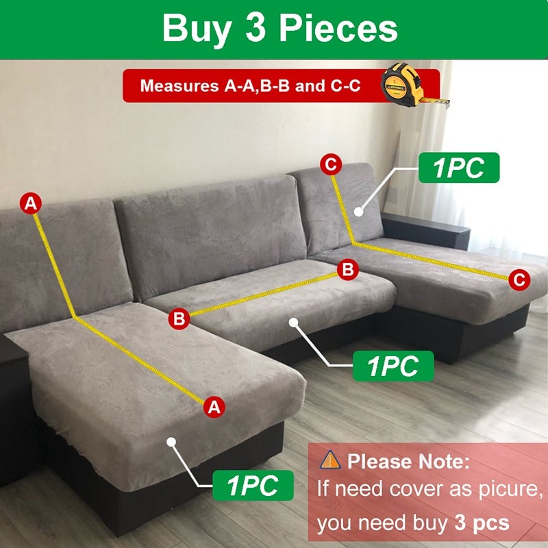 Sofa Cover for Living Room Thick Elastic Polar Fleece Cover for Sofa Couch Armchair 1/2/3/4 Seater L Shaped Corner Sofa Cover