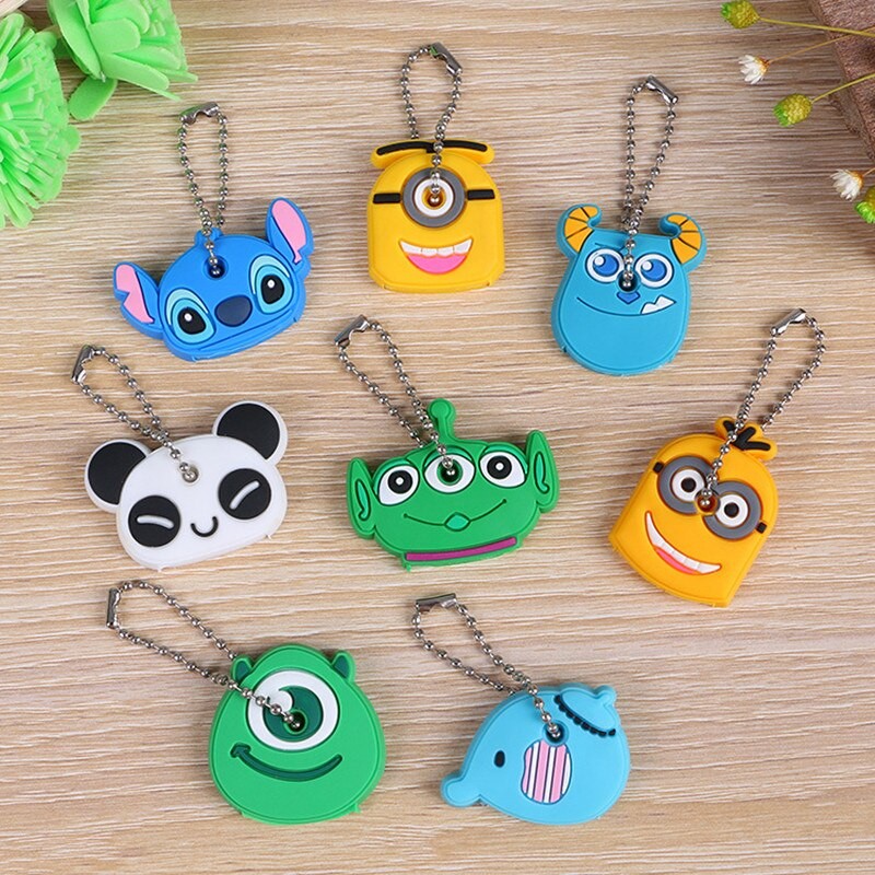 1PCS Cartoon Creative Key Holder PVC Soft Keychain Ornament Pendant Cute Silicone Protective key Case Cover For Keys