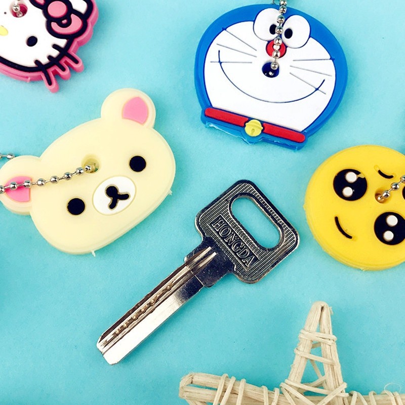 1PCS Cartoon Creative Key Holder PVC Soft Keychain Ornament Pendant Cute Silicone Protective key Case Cover For Keys