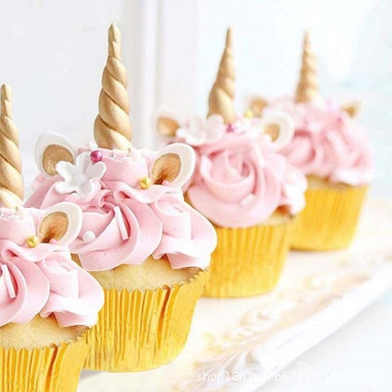 100pcs Muffin Cupcake Paper Cups Baking Utensils Gold Thickened Aluminum Foil Grease Proof Cake Mold Party Decoration Tools
