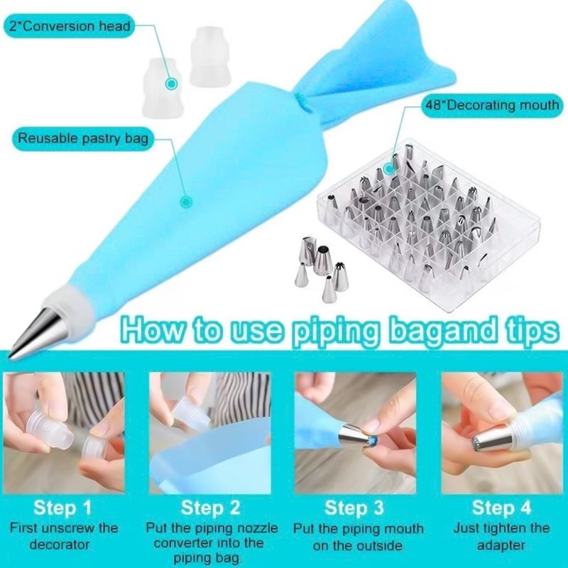 Cake Decorating Tip Sets Stainless Steel Cream Nozzle Pastry Tools Accessories Cake Decorating Pastry Bag Kitchen Baking Set
