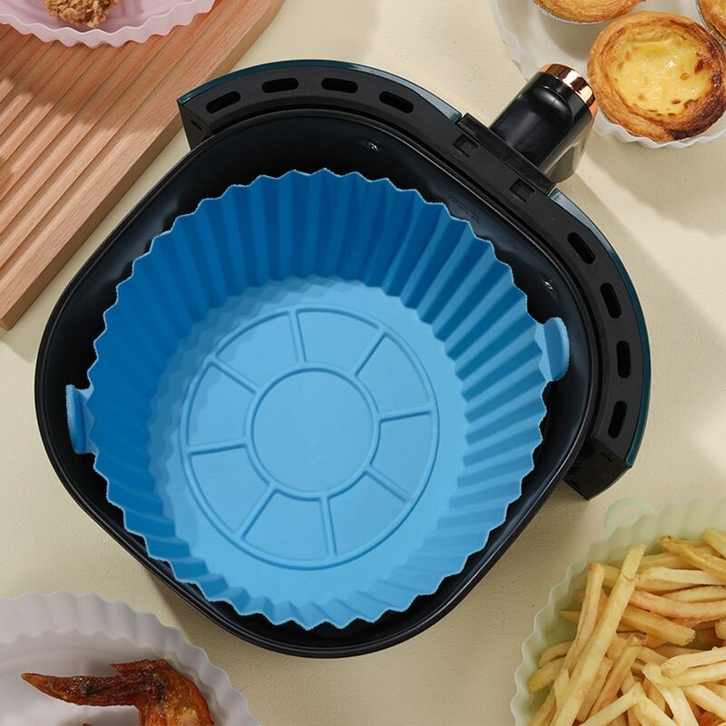 2Pcs Air Fryer Silicone Basket Silicone Mold Airfryer Oven Baking Tray Pizza Fried Chicken Basket Silicone Molds for Air Fryer