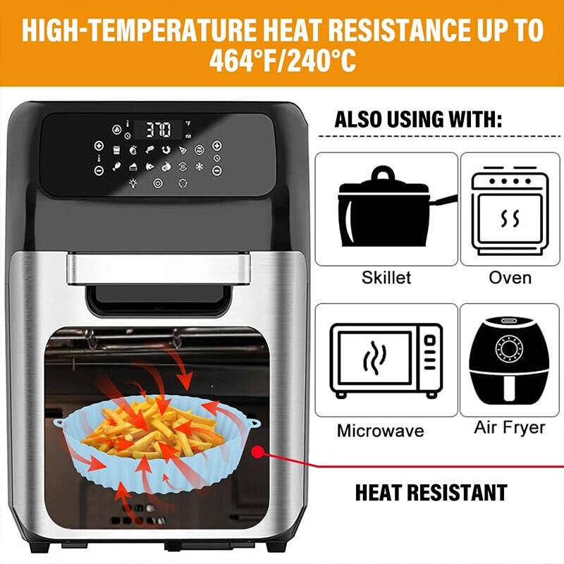2Pcs Air Fryer Silicone Basket Silicone Mold Airfryer Oven Baking Tray Pizza Fried Chicken Basket Silicone Molds for Air Fryer