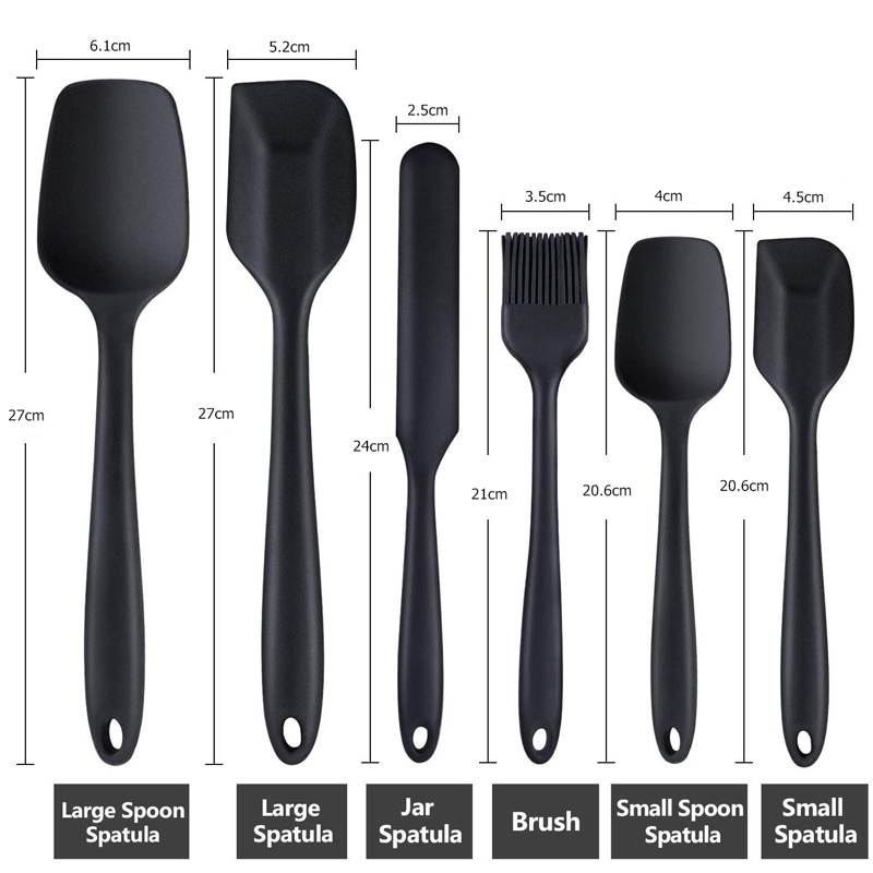 LMETJMA 6 Piece Silicone Spatula Set Non-Stick Heat-Resistant Spatulas Turner for Cooking Baking Mixing Baking Tools KC0320