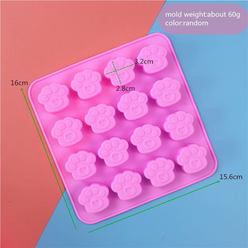 Animal Cartoon Dog Footprint Cat Paw Silicone Mold Mousse Chocolate Mold Pudding Jelly Mold Soap Mold Plaster Mold