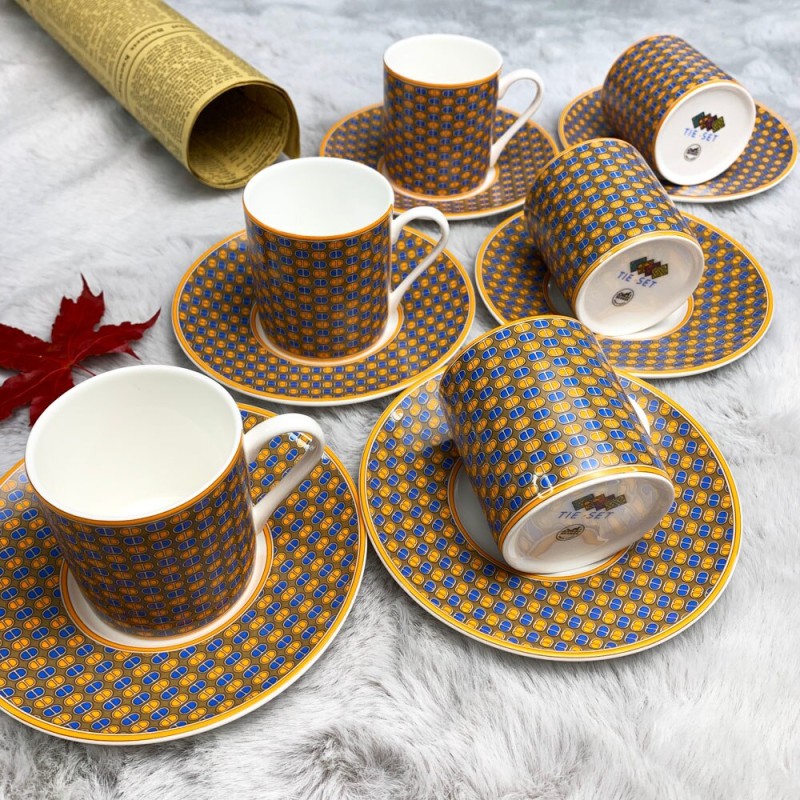 120ml Mini Coffee Gold 6 Pieces Top Bone China Coffee Mug Vintage Ceramic Mug Glazed Premium Tea Cup And Saucer Set Luxury Gift